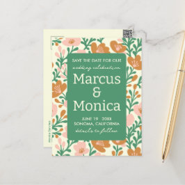 Postal Flor silvestre viña Personalizado verde rosa salva