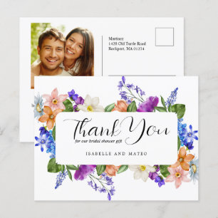 Postal Flor silvestre y foto ducha de novia gracias