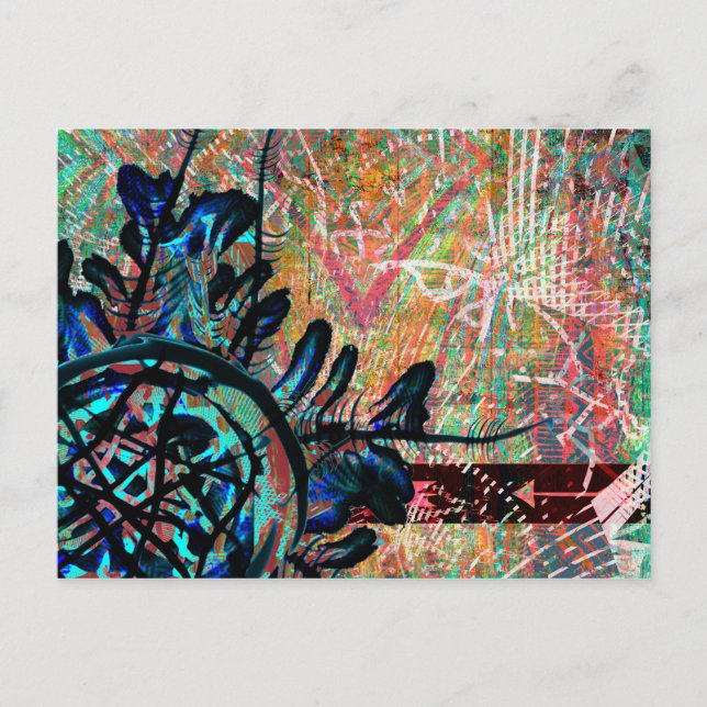 Postal Flor tribal pintada Boho Patrón de flecha suroeste (Anverso)