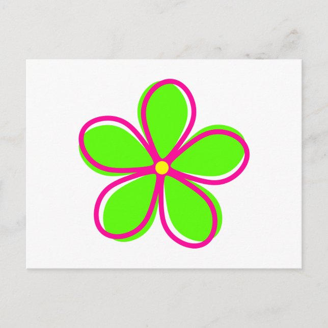 Postal Flor verde retro (Anverso)