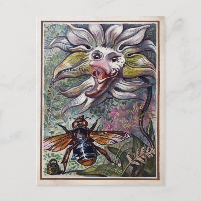 Postal Flor victoriana vintage (Anverso)