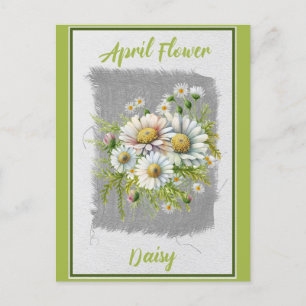 Postal Flor vintage de abril Flor Daisy Floral