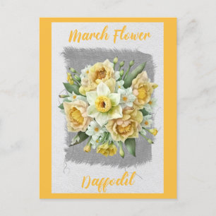 Postal Flor Vintage Narciso Floral Marzo 