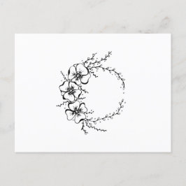 Postal Flor Wreath blanco y negro
