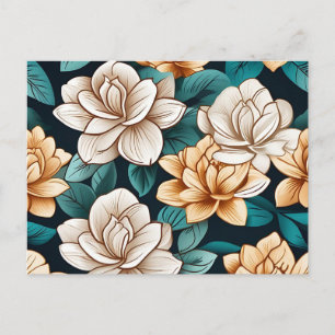 Postal Flor y hojas de gardenia chic