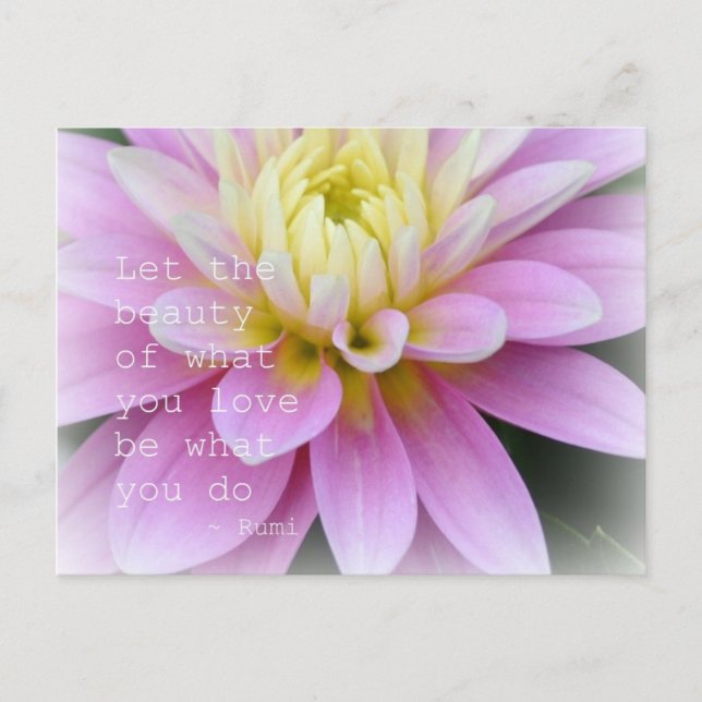 Postal Flor zen- Dahlia Postcard Rumi cita (Anverso)