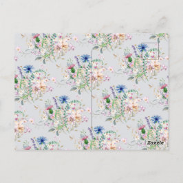 Postal Flora de flores silvestres acuarelas simples boda