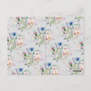 Postal Flora de flores silvestres acuarelas simples boda