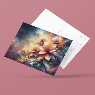 Postal Flora en fantasía de IA colorida