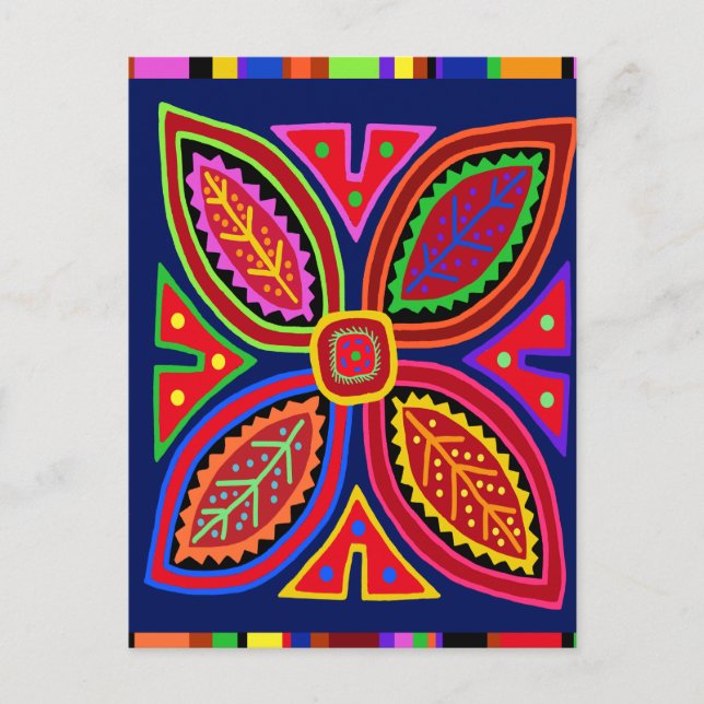 Postal Flora Mola India Kuna (Anverso)