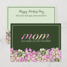 Postal Flora rosa verde personalizada Feliz Día de la Mad