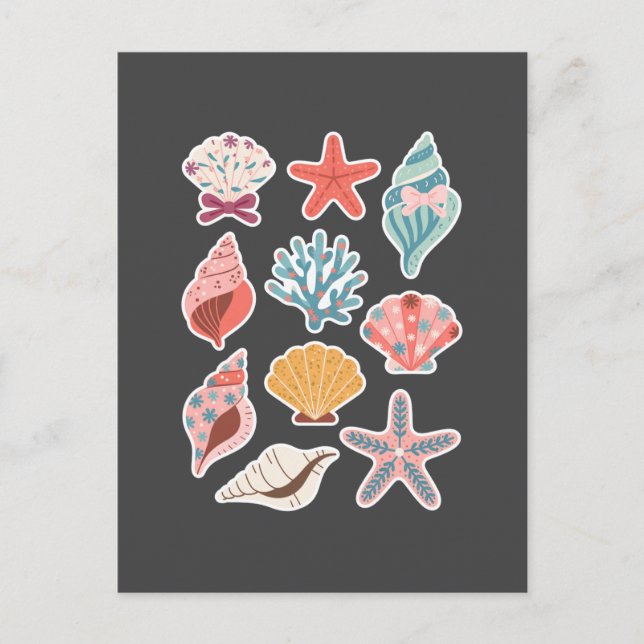 Postal Flora silvestre Clam Summer Vibes Floral Beach (Anverso)