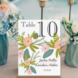 Postal Flora y Fauna Peach y Mint Table Number