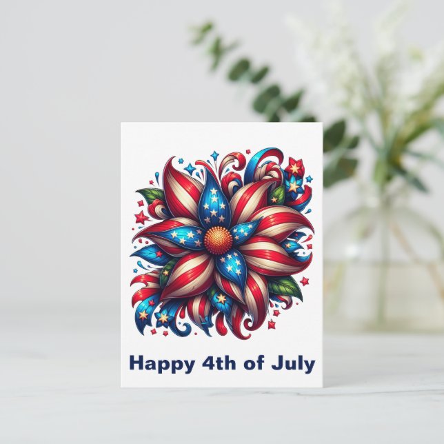 Postal Floral 4 de julio (Anverso de pie)