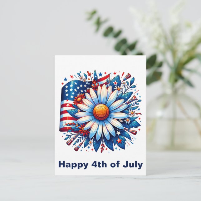 Postal Floral 4 de julio (Anverso de pie)