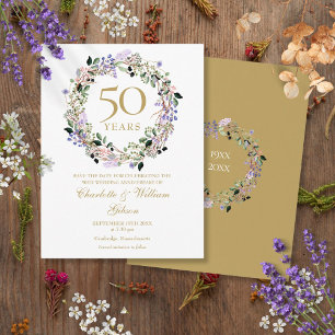 Postal Floral 50 aniversario Boda Salven la fecha
