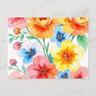 Postal Floral Acuarela Brillante y Alegre
