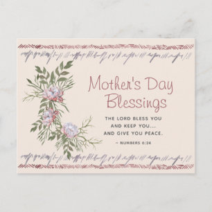 Postal Floral acuarela Día de la Madre Bendición Escritur