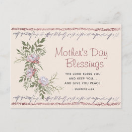 Postal Floral acuarela Día de la Madre Bendición Escritur