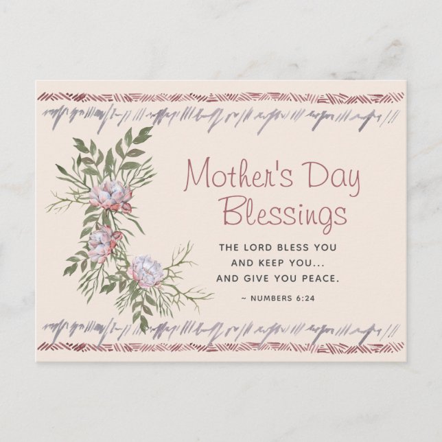 Postal Floral acuarela Día de la Madre Bendición Escritur (Anverso)
