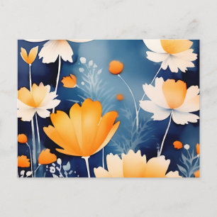 Postal Floral Acuarela Naranja Intenso