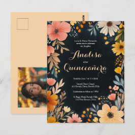 Postal Floral acuarela sobre PERSONALIZADO oscuro de Quin