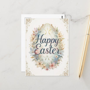 Postal Floral acuática feliz Pascua