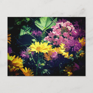 Postal Floral amarilla y rosa  