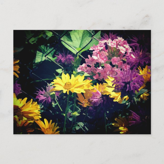Postal Floral amarilla y rosa | (Anverso)