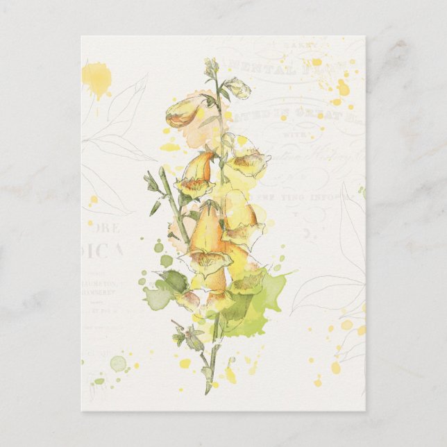 Postal Floral Amarillo Splash (Anverso)