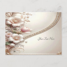 Floral and Pearl Embellishments Postcard