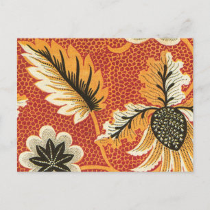 Postal Floral Antiguo Naranja y Negro