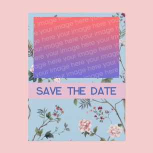 Postal Floral azul antiguo