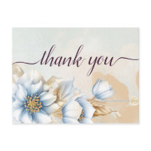 Floral azul vintage Gracias Postcard