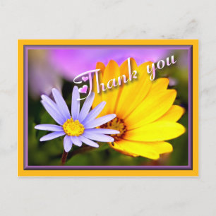 Postal Floral azul y amarilla