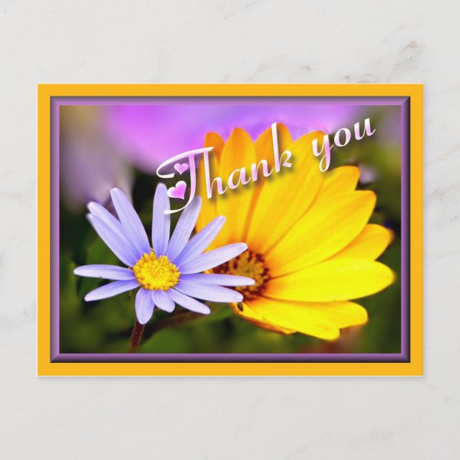 Postal Floral azul y amarilla (Anverso)