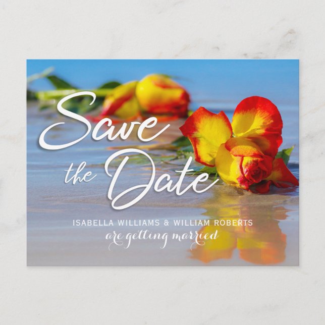Postal Floral Beach Save the Date Wedding Invitation (Anverso)