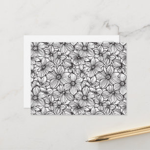 Postal Floral Blanco Negro