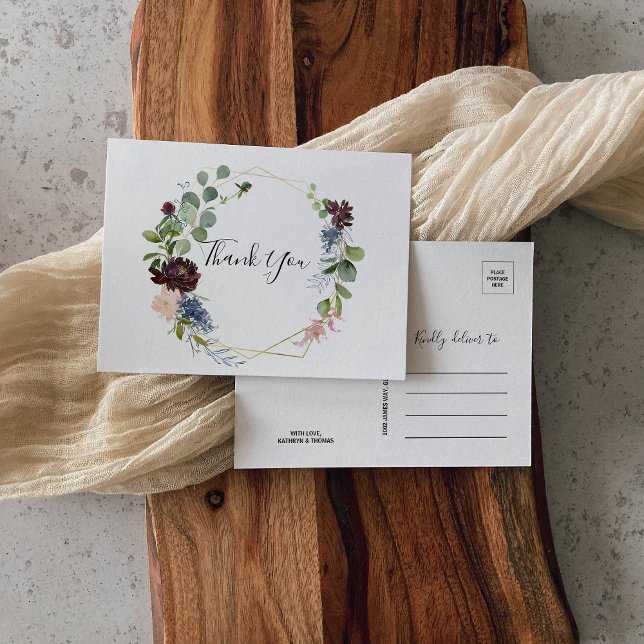 Postal Floral borgoñona y vegetación gracias (Subido por el creador)