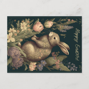Postal Floral Bunny Hop: Antiguos saludos de Pascua, ador