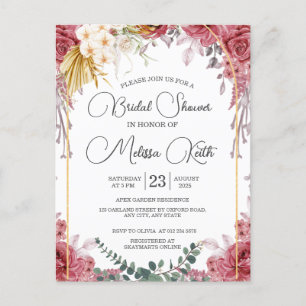 Postal Floral Burgundy Gold Eucalyptus Bridal Shower