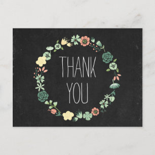 Postal Floral Chalkboard Gracias
