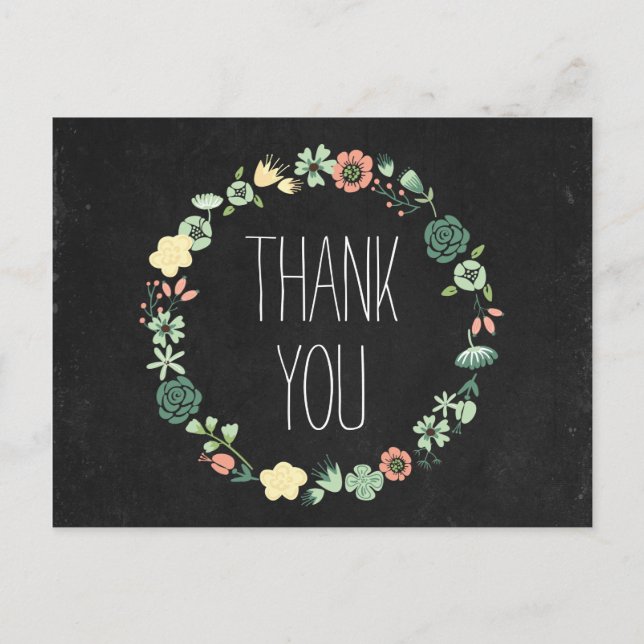 Postal Floral Chalkboard Gracias (Anverso)