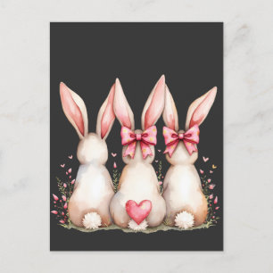 Postal Floral Cottontail Bunny Coquette Bow Rabbit Easter