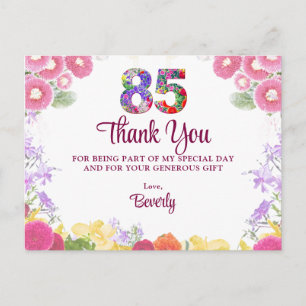 Postal Floral Cumpleaños 85 Gracias  Flores Elegantes