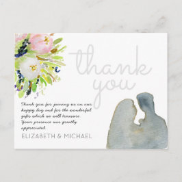 Postal Floral de acuarela ilustrada Gracias Boda