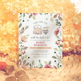 Postal Floral De Acuarela Para La Ducha De Tea Bridal