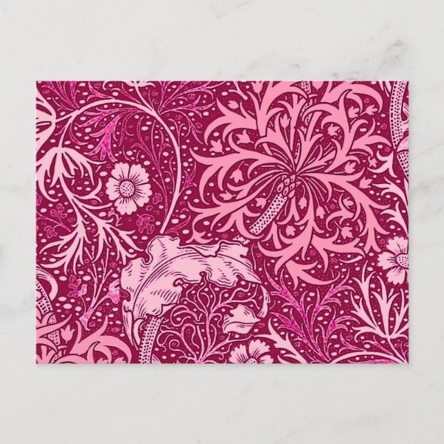 Postal Floral de algas marinas de estilo Art Nouveau, ros (Anverso)