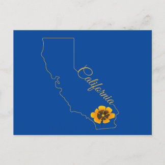 Postal floral de amapola de estado dorado de Calif