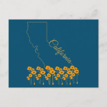 Postal floral de amapola de estado dorado de Calif